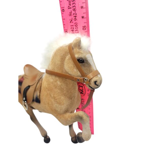 Vintage Flocked  Model Horse W/Rooted Mane & Tail ~Bridle & Saddle - Picture 7 of 13